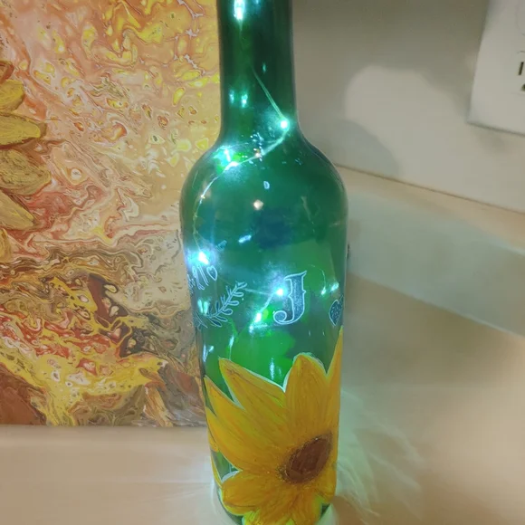 HandCrafted Custom Paintings Wine Bottles Drinking Glasses Canvas Gift Sets